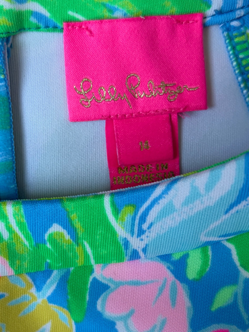 Lilly Pulizter Girls Floral Halter Dress - Pink & Blue Size 14 - Picture 7 of 8